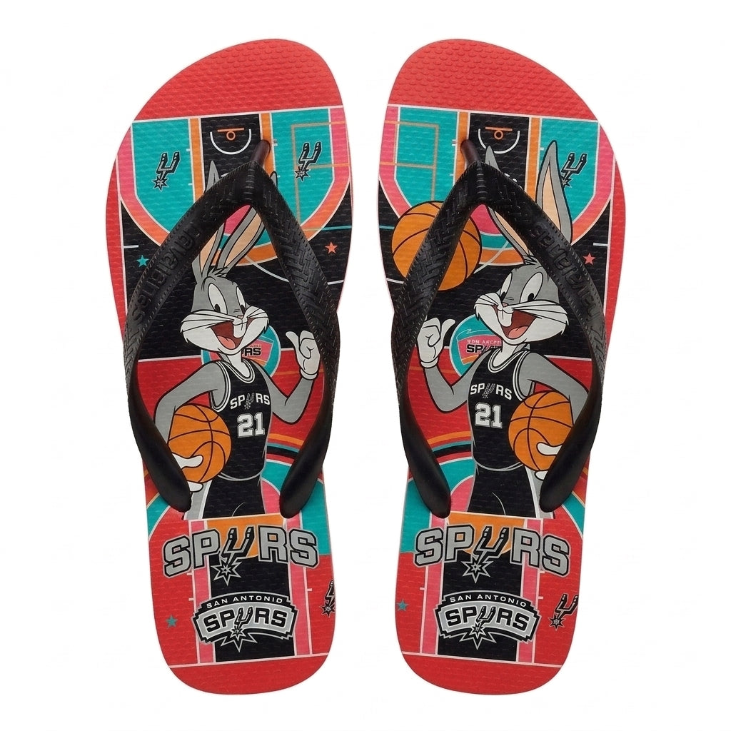 Cartoon Beagle Basketball Flip Flops — Sport Fan Sandals | 30 Teams Available