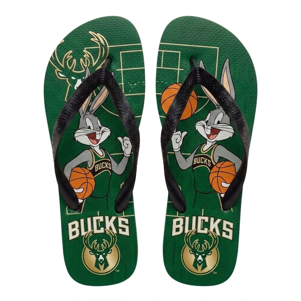 Cartoon Beagle Basketball Flip Flops — Sport Fan Sandals | 30 Teams Available - Custom Fan Apparel Image 10