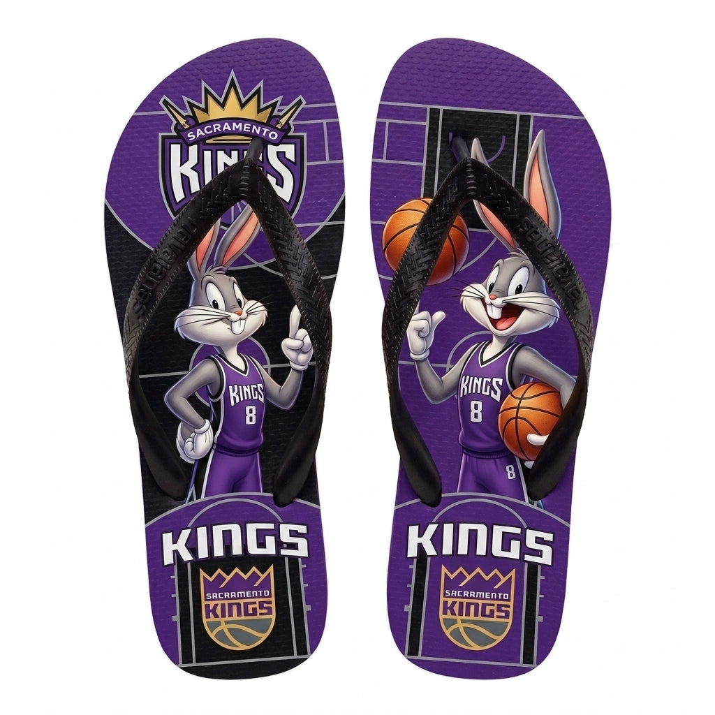 Cartoon Beagle Basketball Flip Flops — Sport Fan Sandals | 30 Teams Available
