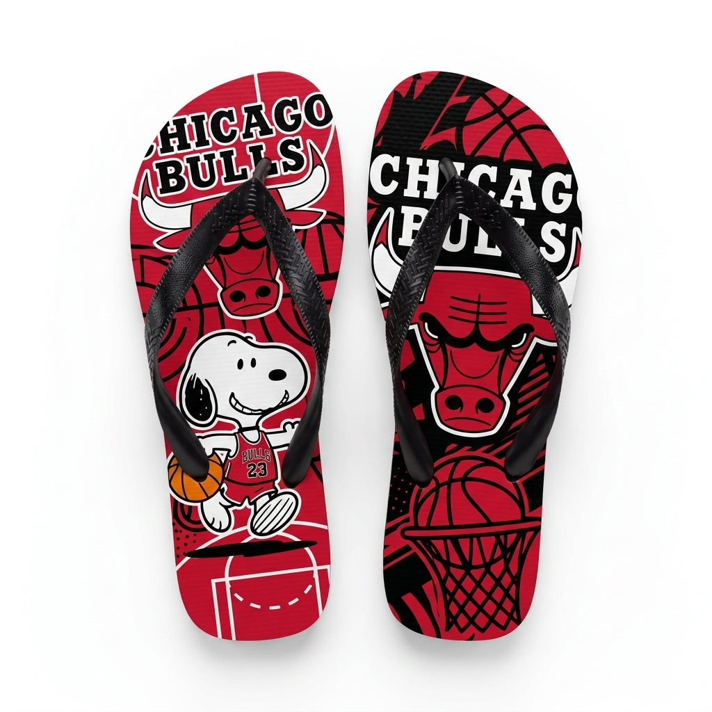 Cartoon Beagle Basketball Flip Flops — Sport Fan Sandals | 30 Teams Available - Custom Fan Apparel Image 6