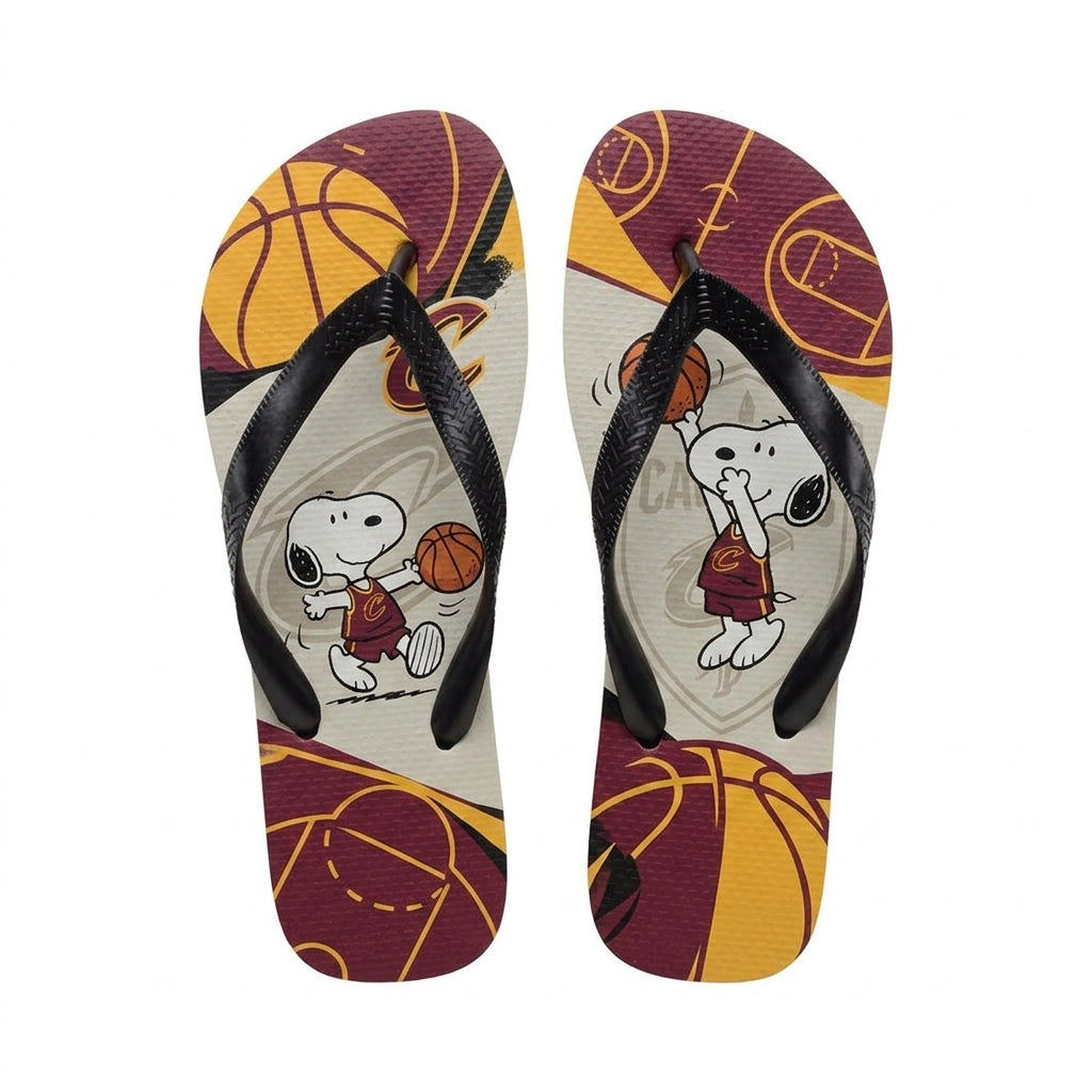 Cartoon Beagle Basketball Flip Flops — Sport Fan Sandals | 30 Teams Available - Custom Fan Apparel Image 7