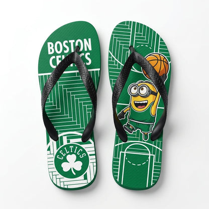 Cartoon Yellow Character Basketball Flip Flops — Sport Fan Sandals | 30 Teams Available - Custom Fan Apparel Image 2