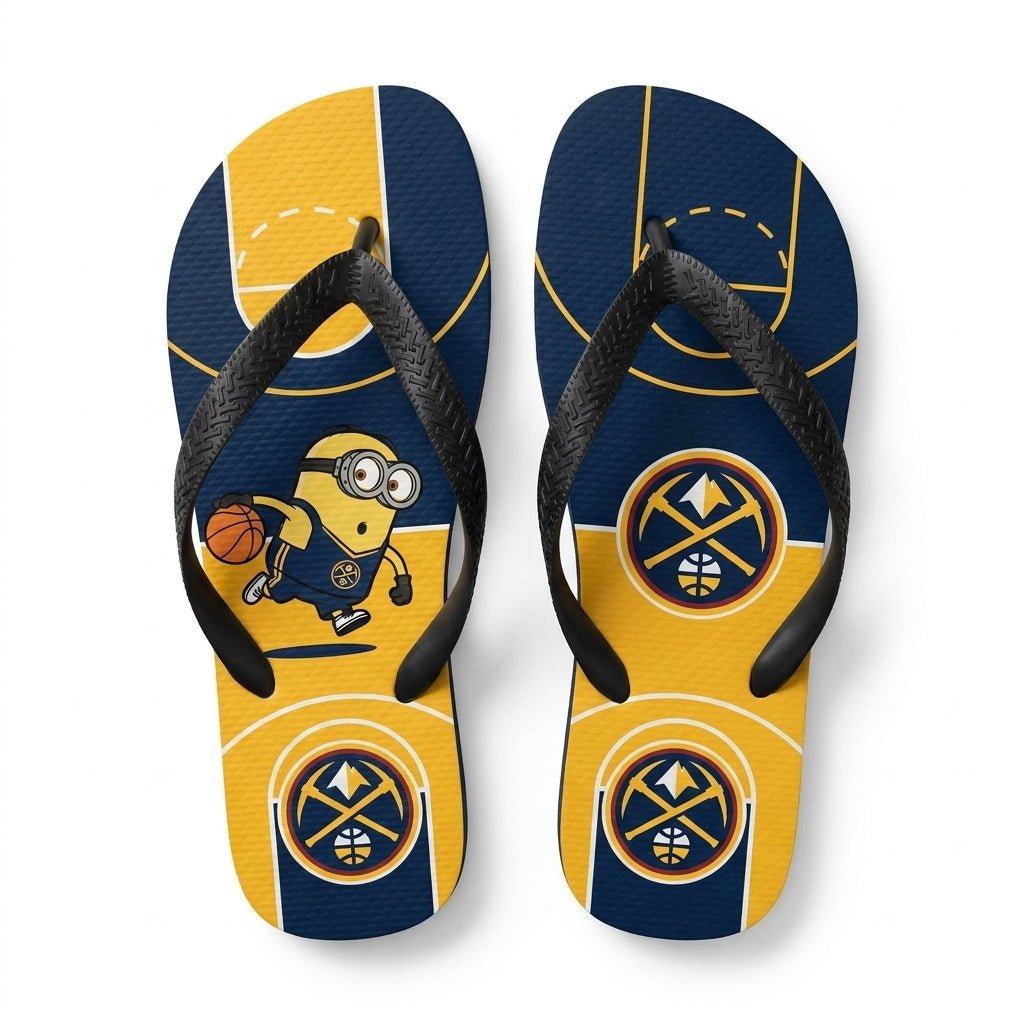 Cartoon Yellow Character Basketball Flip Flops — Sport Fan Sandals | 30 Teams Available - Custom Fan Apparel Image 16