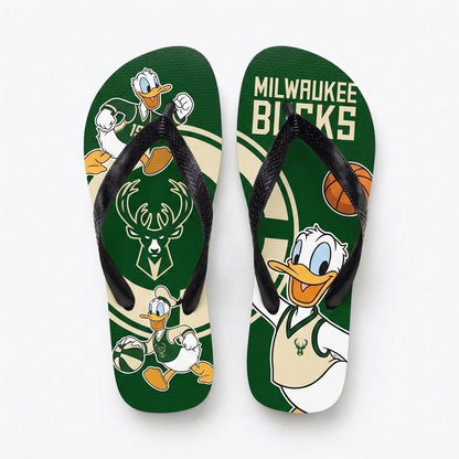 Cartoon Duck Basketball Flip Flops — Sport Fan Sandals | 30 Teams Available - Custom Fan Apparel Image 10