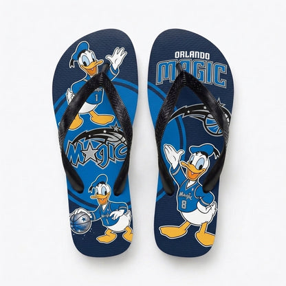Cartoon Duck Basketball Flip Flops — Sport Fan Sandals | 30 Teams Available - Custom Fan Apparel Image 14