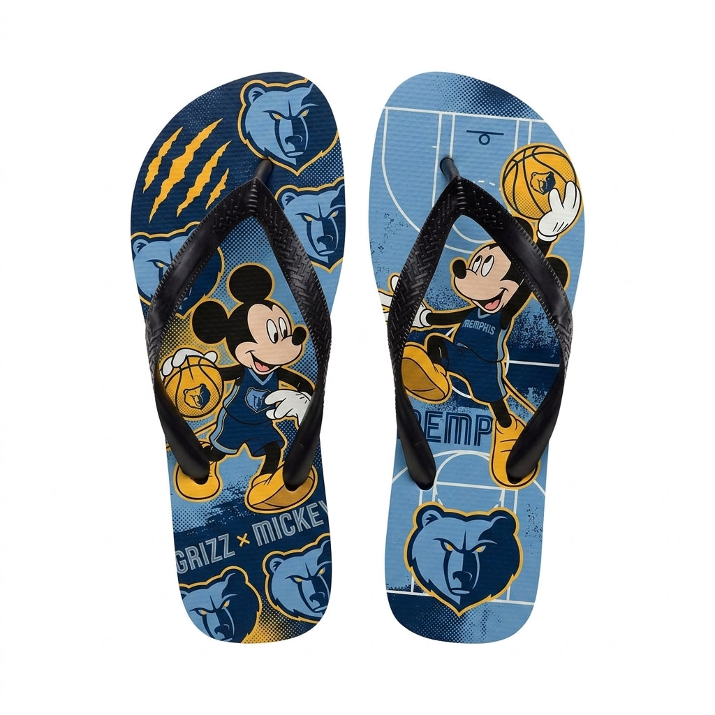 Cartoon Mouse Basketball Flip Flops — Sport Fan Sandals | 30 Teams Available