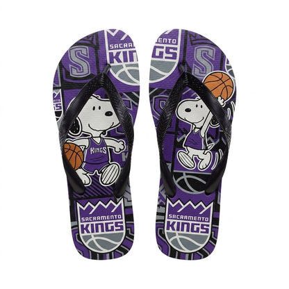 Cartoon Beagle Basketball Flip Flops — Sport Fan Sandals | 30 Teams Available