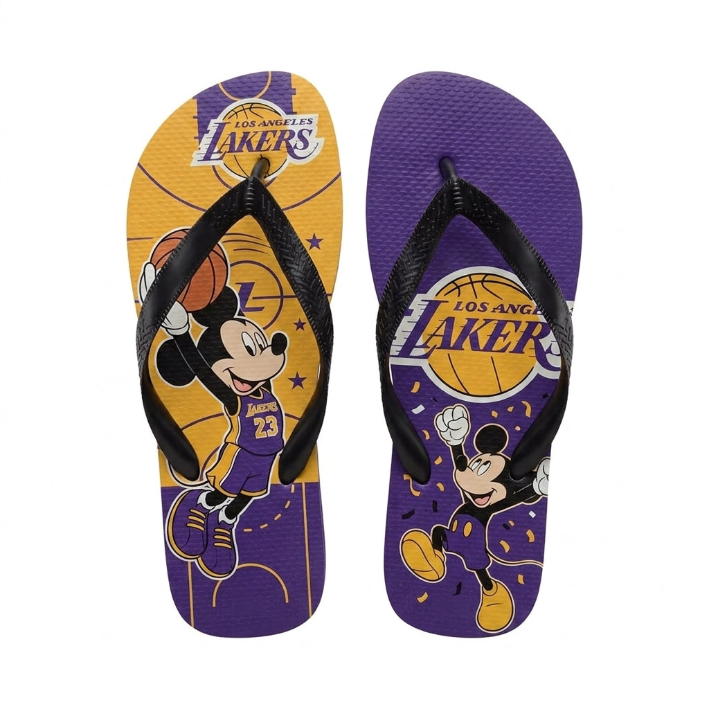 Cartoon Mouse Basketball Flip Flops — Sport Fan Sandals | 30 Teams Available