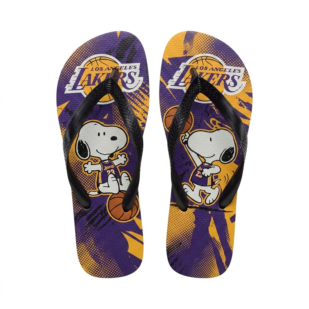 Cartoon Beagle Basketball Flip Flops — Sport Fan Sandals | 30 Teams Available