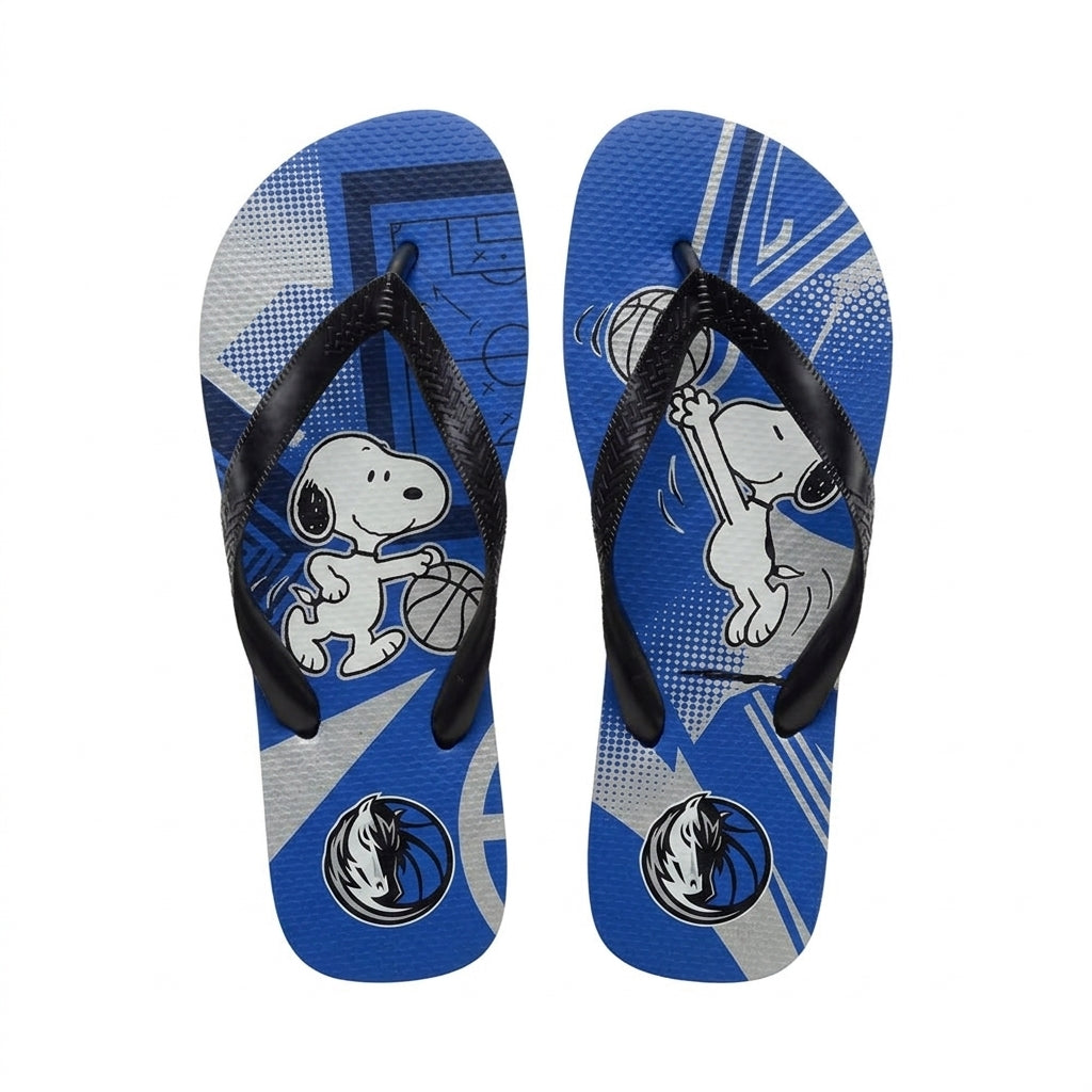 Cartoon Beagle Basketball Flip Flops — Sport Fan Sandals | 30 Teams Available