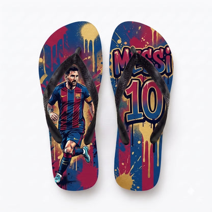 Argentina No.10 Legend Flip-Flops | Special Football Fan Sandals — Iconic Soccer Summer Beach Slippe - Custom Fan Apparel Image 1