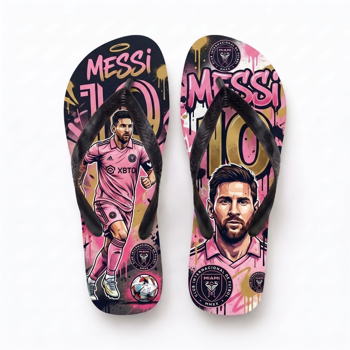 Argentina No.10 Legend Flip-Flops | Special Football Fan Sandals — Iconic Soccer Summer Beach Slippe - Custom Fan Apparel Image 3