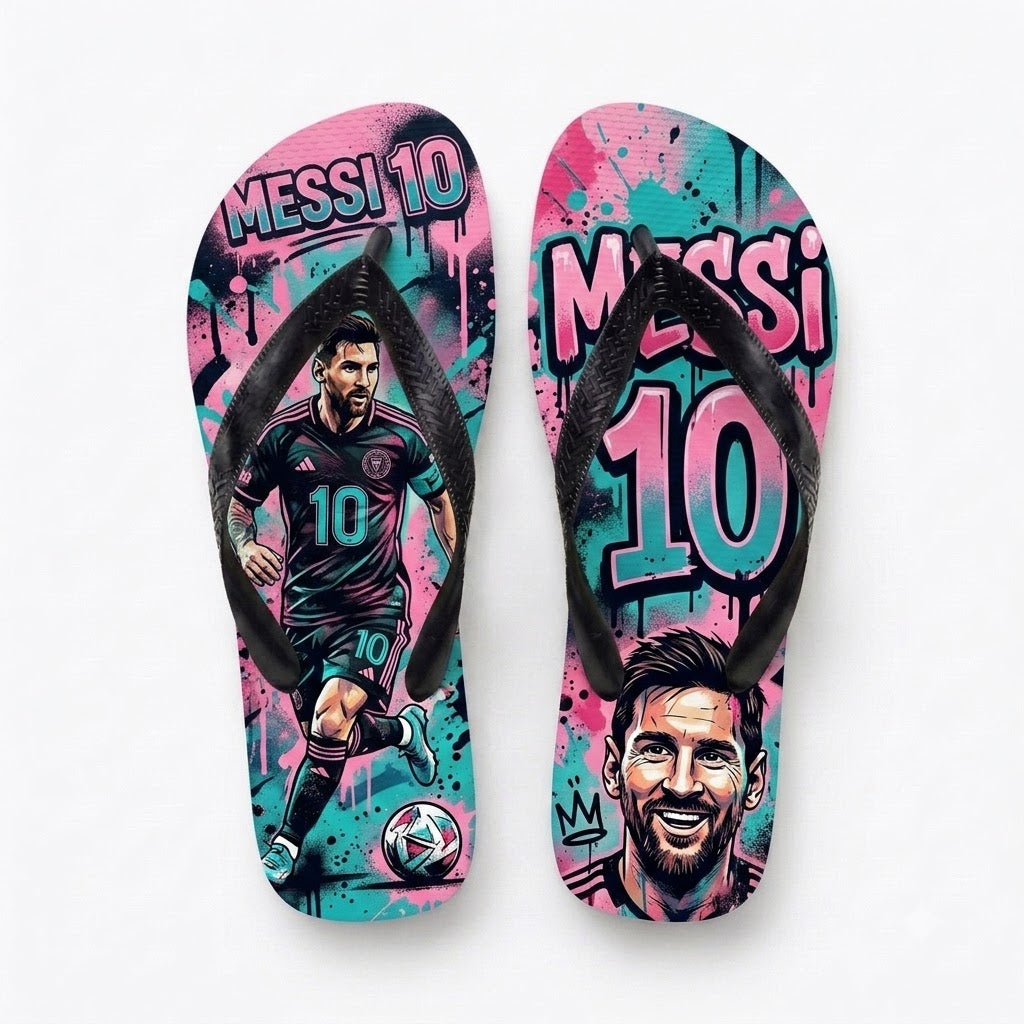Argentina No.10 Legend Flip-Flops | Special Football Fan Sandals — Iconic Soccer Summer Beach Slippe - Custom Fan Apparel Image 4