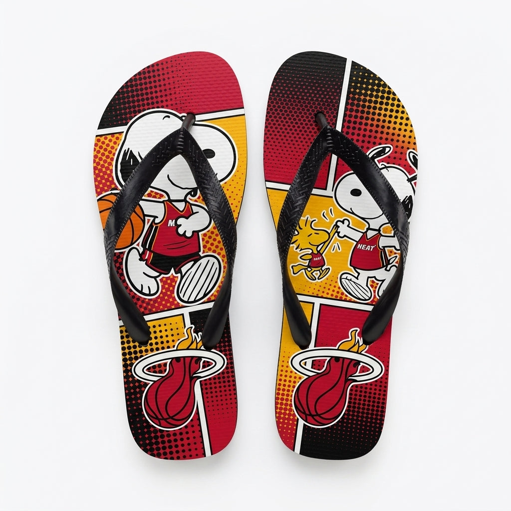 Cartoon Beagle Basketball Flip Flops — Sport Fan Sandals | 30 Teams Available - Custom Fan Apparel Image 13