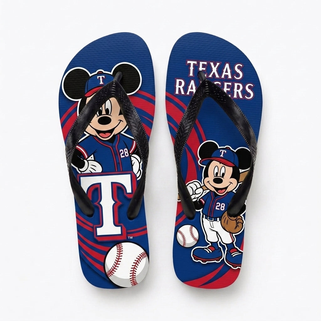 Cartoon Mouse Baseball Flip Flops — Sport Fan Sandals | 30 Teams Available - Custom Fan Apparel Image 18