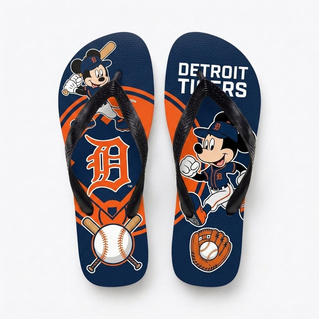 Cartoon Mouse Baseball Flip Flops — Sport Fan Sandals | 30 Teams Available - Custom Fan Apparel Image 12