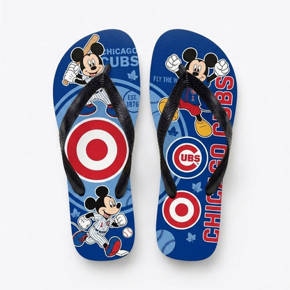 Cartoon Mouse Baseball Flip Flops — Sport Fan Sandals | 30 Teams Available