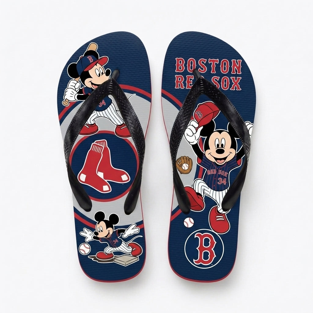 Cartoon Mouse Baseball Flip Flops — Sport Fan Sandals | 30 Teams Available - Custom Fan Apparel Image 8