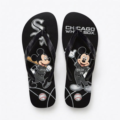 Cartoon Mouse Baseball Flip Flops — Sport Fan Sandals | 30 Teams Available - Custom Fan Apparel Image 3