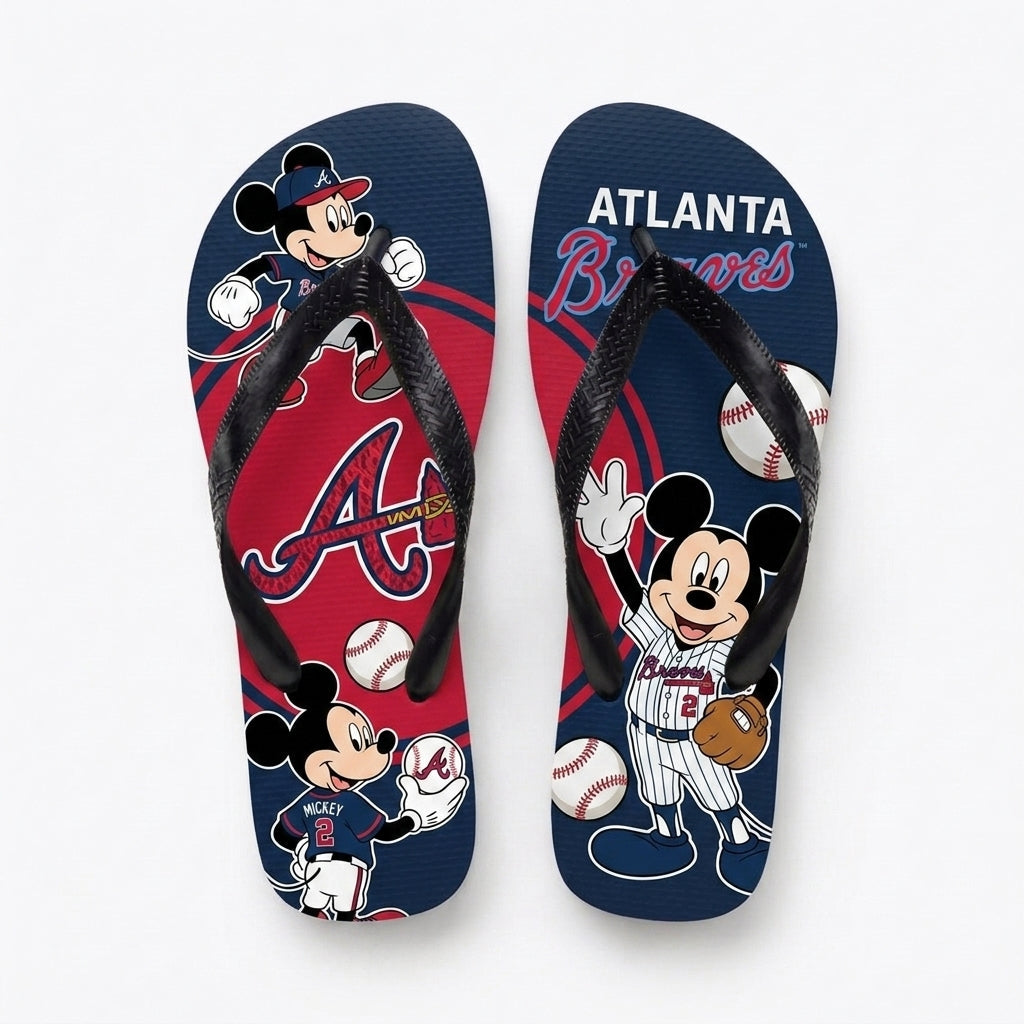 Cartoon Mouse Baseball Flip Flops — Sport Fan Sandals | 30 Teams Available - Custom Fan Apparel Image 19