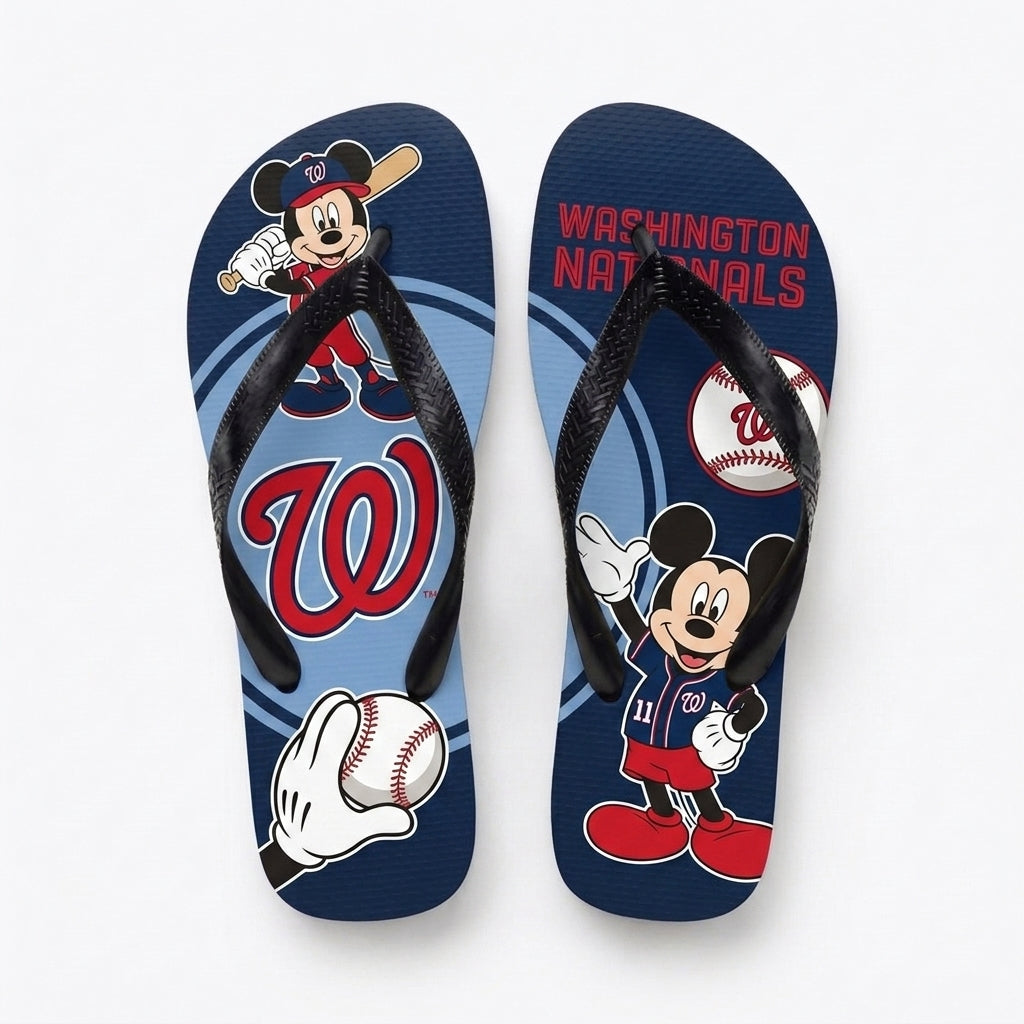 Cartoon Mouse Baseball Flip Flops — Sport Fan Sandals | 30 Teams Available