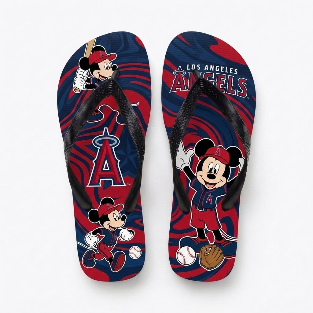 Cartoon Mouse Baseball Flip Flops — Sport Fan Sandals | 30 Teams Available - Custom Fan Apparel Image 16