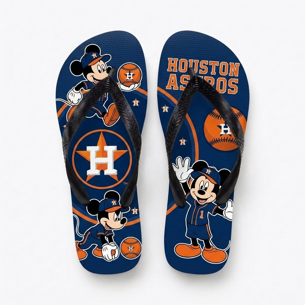 Cartoon Mouse Baseball Flip Flops — Sport Fan Sandals | 30 Teams Available - Custom Fan Apparel Image 15