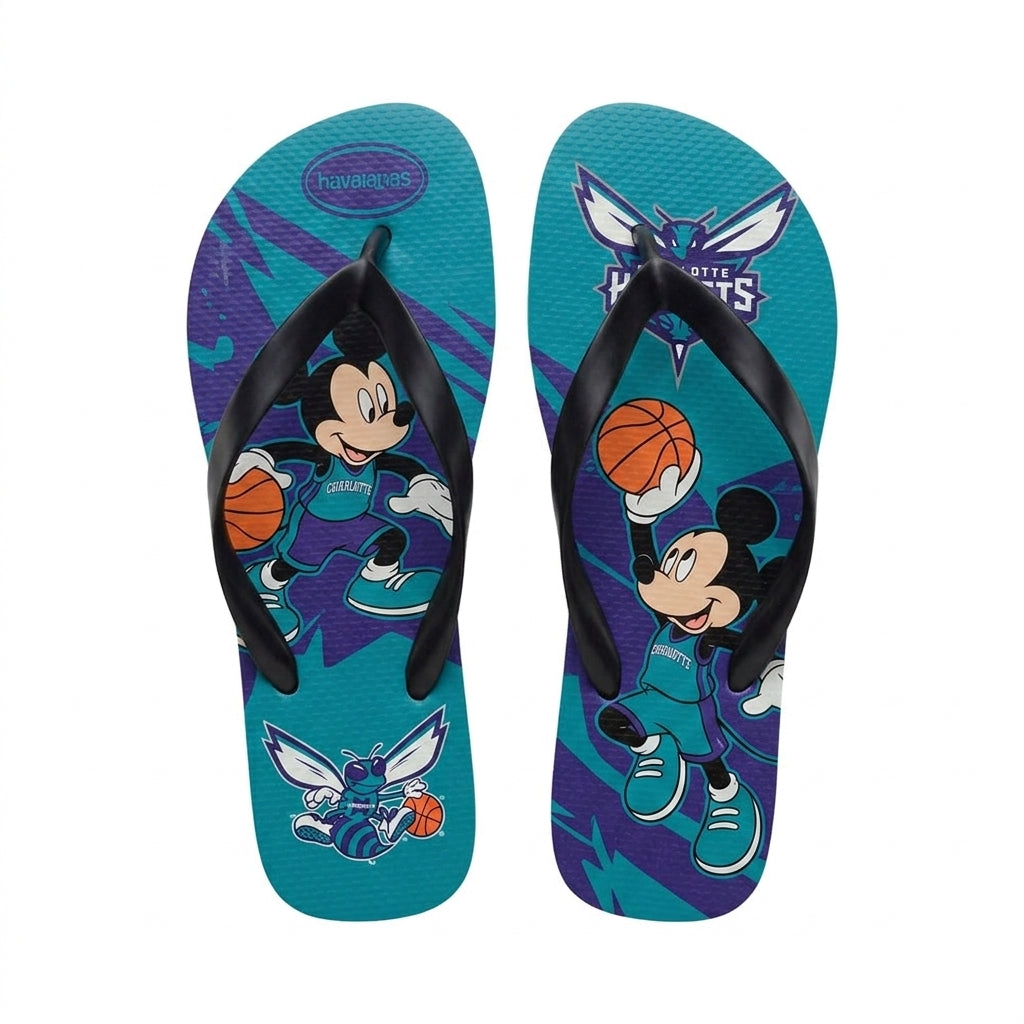 Cartoon Mouse Basketball Flip Flops — Sport Fan Sandals | 30 Teams Available - Custom Fan Apparel Image 12