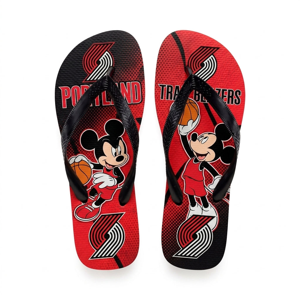 Cartoon Mouse Basketball Flip Flops — Sport Fan Sandals | 30 Teams Available - Custom Fan Apparel Image 19