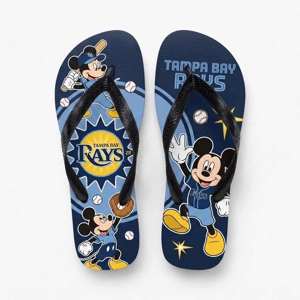 Cartoon Mouse Baseball Flip Flops — Sport Fan Sandals | 30 Teams Available - Custom Fan Apparel Image 9
