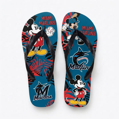 Cartoon Mouse Baseball Flip Flops — Sport Fan Sandals | 30 Teams Available - Custom Fan Apparel Image 2