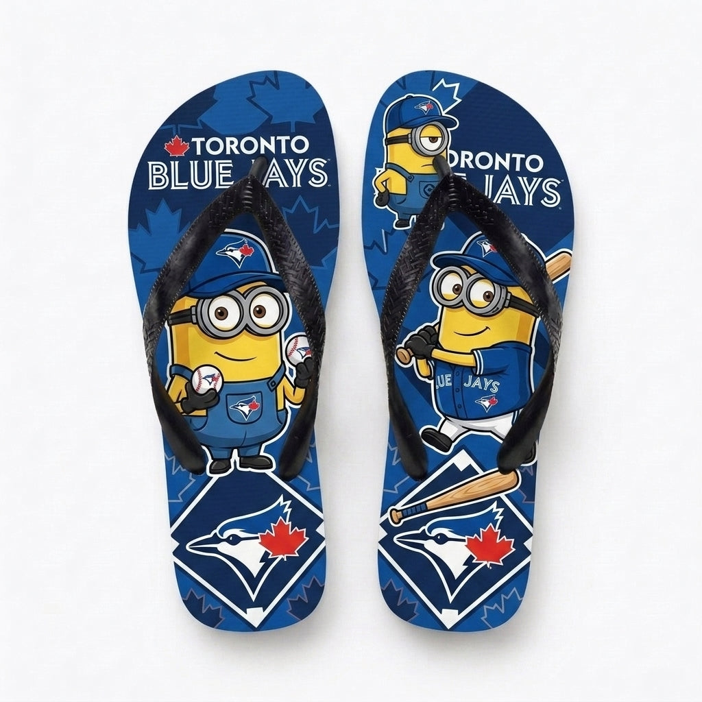 Cartoon Yellow Character Baseball Flip Flops — Sport Fan Sandals | 30 Teams Available - Custom Fan Apparel Image 9