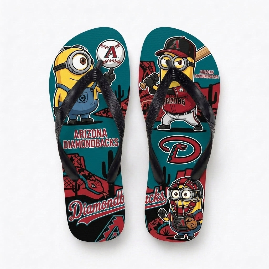 Cartoon Yellow Character Baseball Flip Flops — Sport Fan Sandals | 30 Teams Available