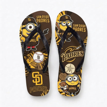 Cartoon Yellow Character Baseball Flip Flops — Sport Fan Sandals | 30 Teams Available