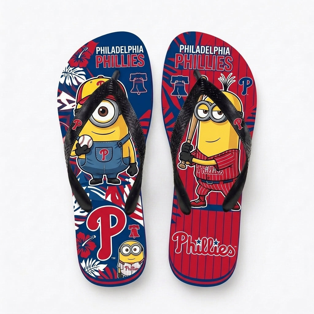 Cartoon Yellow Character Baseball Flip Flops — Sport Fan Sandals | 30 Teams Available - Custom Fan Apparel Image 20