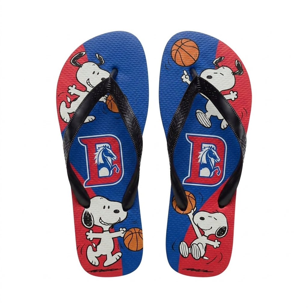 Cartoon Beagle Basketball Flip Flops — Sport Fan Sandals | 30 Teams Available - Custom Fan Apparel Image 8