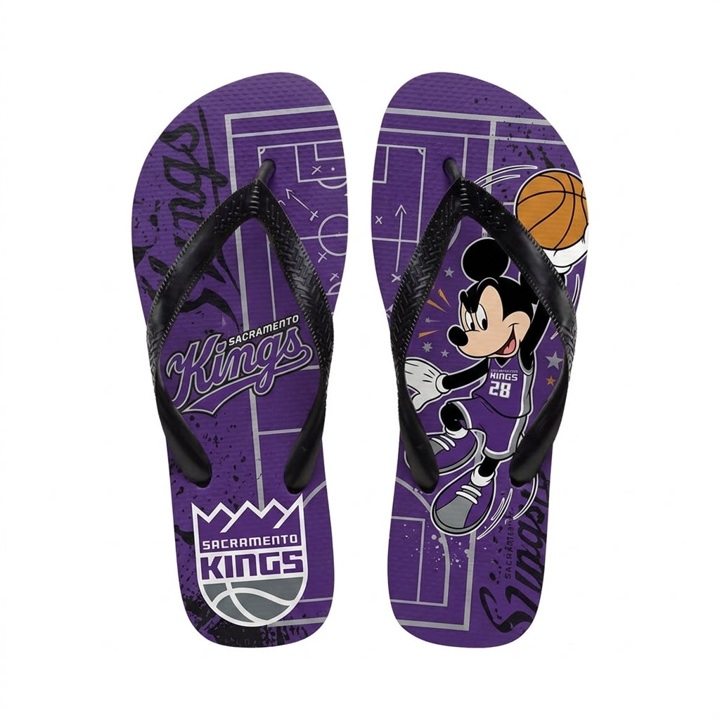 Cartoon Mouse Basketball Flip Flops — Sport Fan Sandals | 30 Teams Available