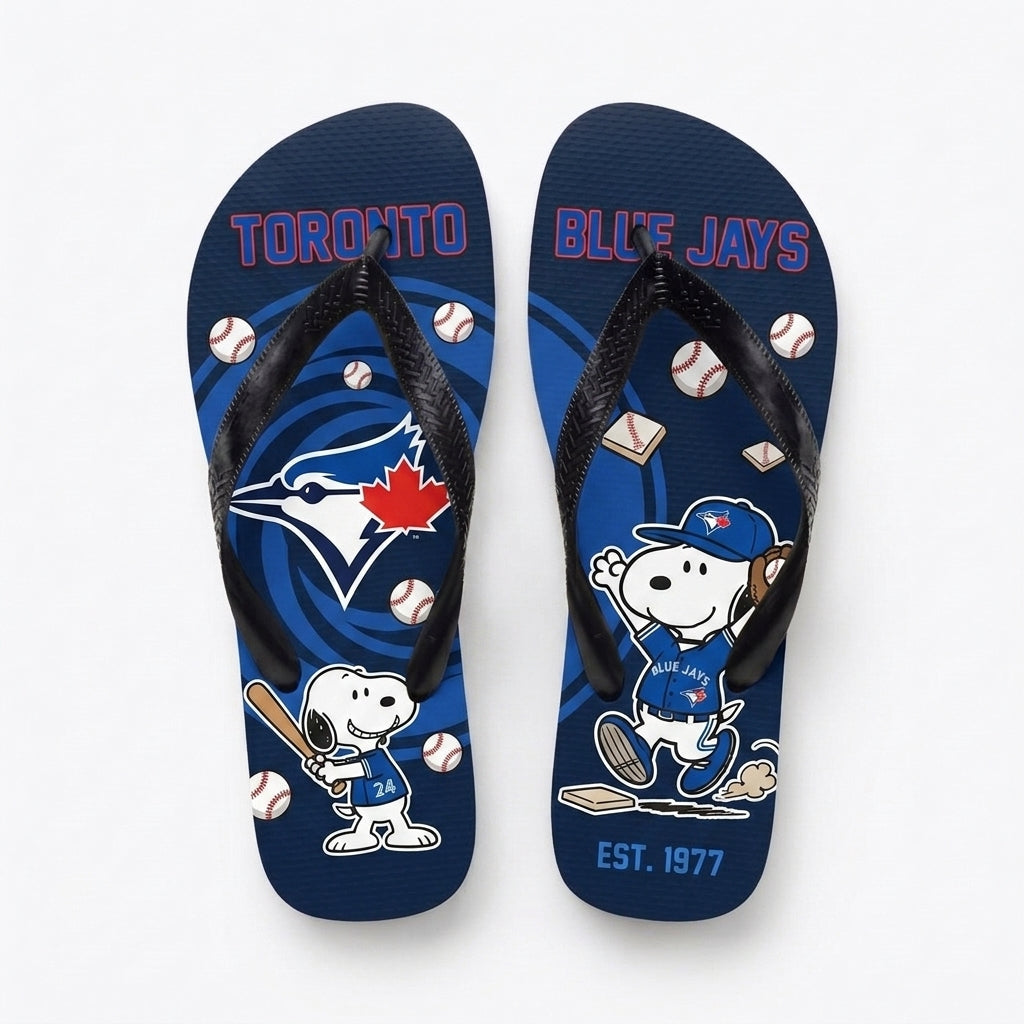 Cartoon Beagle Baseball Flip Flops — Sport Fan Sandals | 30 Teams Available - Custom Fan Apparel Image 9