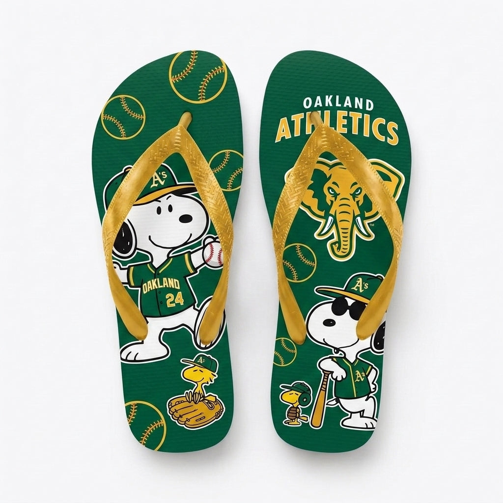Cartoon Beagle Baseball Flip Flops — Sport Fan Sandals | 30 Teams Available - Custom Fan Apparel Image 3