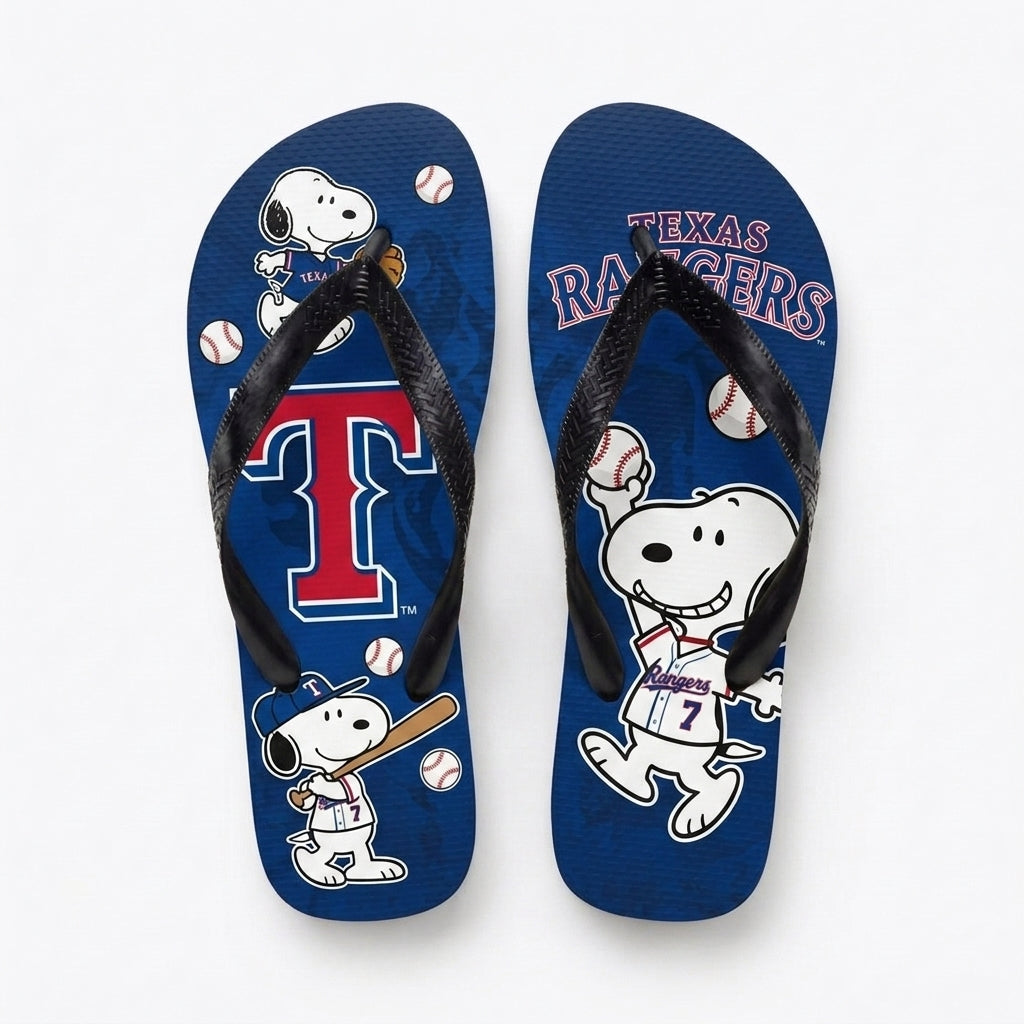 Cartoon Beagle Baseball Flip Flops — Sport Fan Sandals | 30 Teams Available - Custom Fan Apparel Image 17