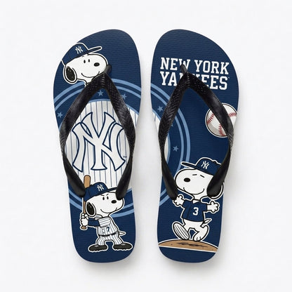 Cartoon Beagle Baseball Flip Flops — Sport Fan Sandals | 30 Teams Available - Custom Fan Apparel Image 4