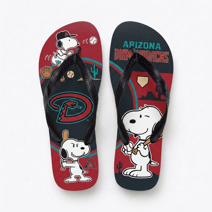 Cartoon Beagle Baseball Flip Flops — Sport Fan Sandals | 30 Teams Available
