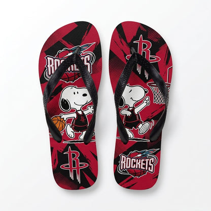 Cartoon Beagle Basketball Flip Flops — Sport Fan Sandals | 30 Teams Available