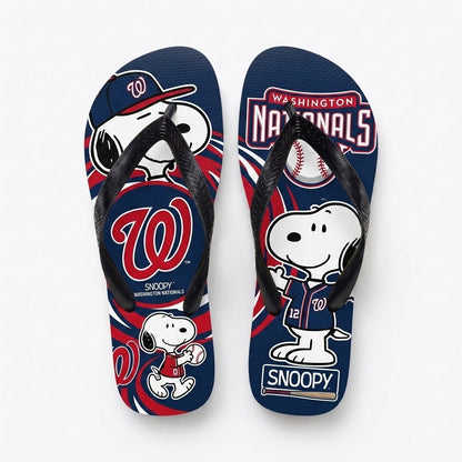 Cartoon Beagle Baseball Flip Flops — Sport Fan Sandals | 30 Teams Available