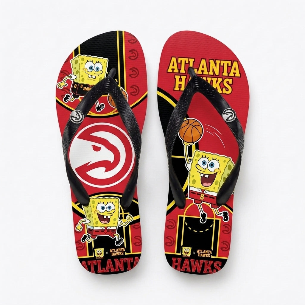Funny Sponge Basketball Flip Flops — Sport Fan Beach Sandals | 30 Teams Available - Custom Fan Apparel Image 12