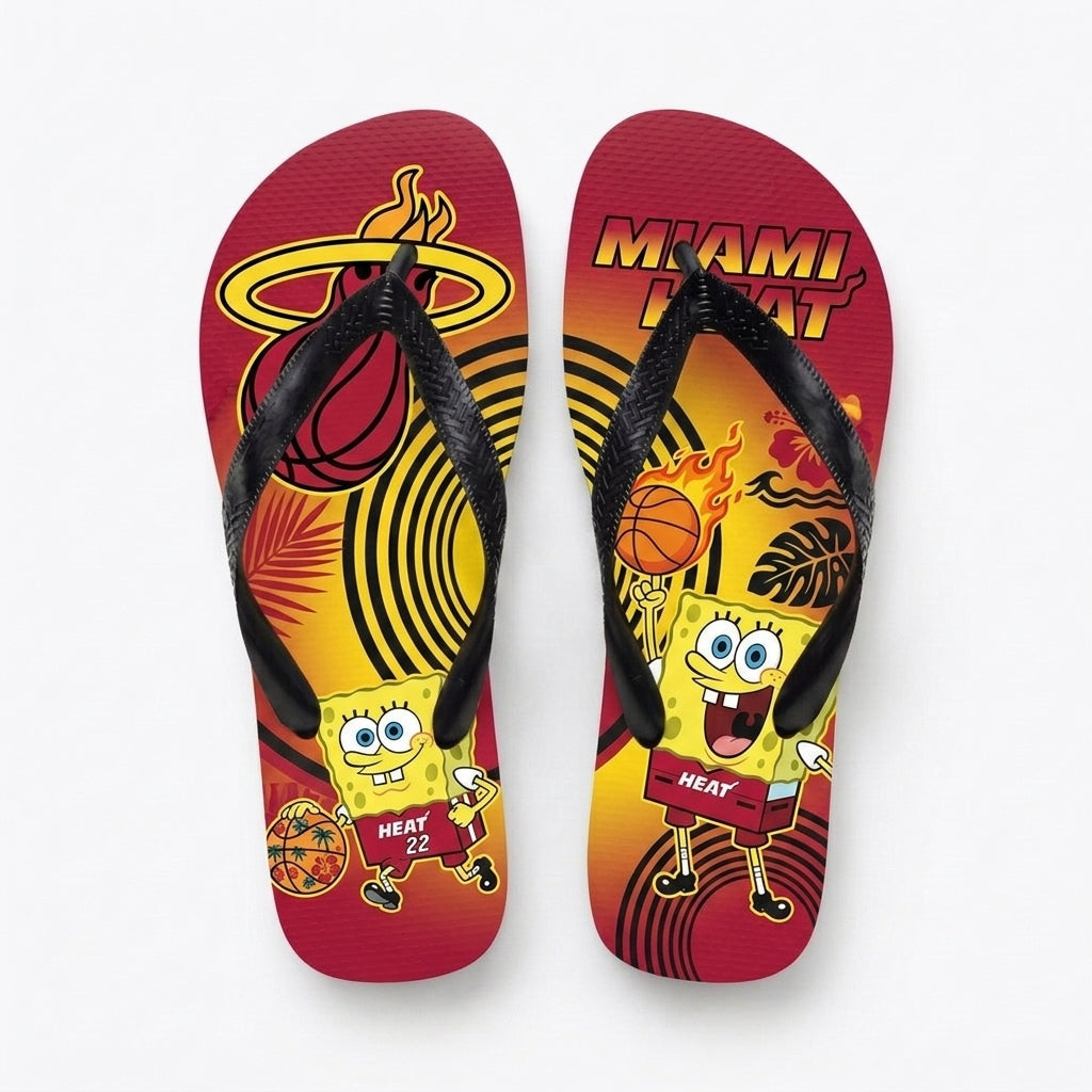 Funny Sponge Basketball Flip Flops — Sport Fan Beach Sandals | 30 Teams Available - Custom Fan Apparel Image 14
