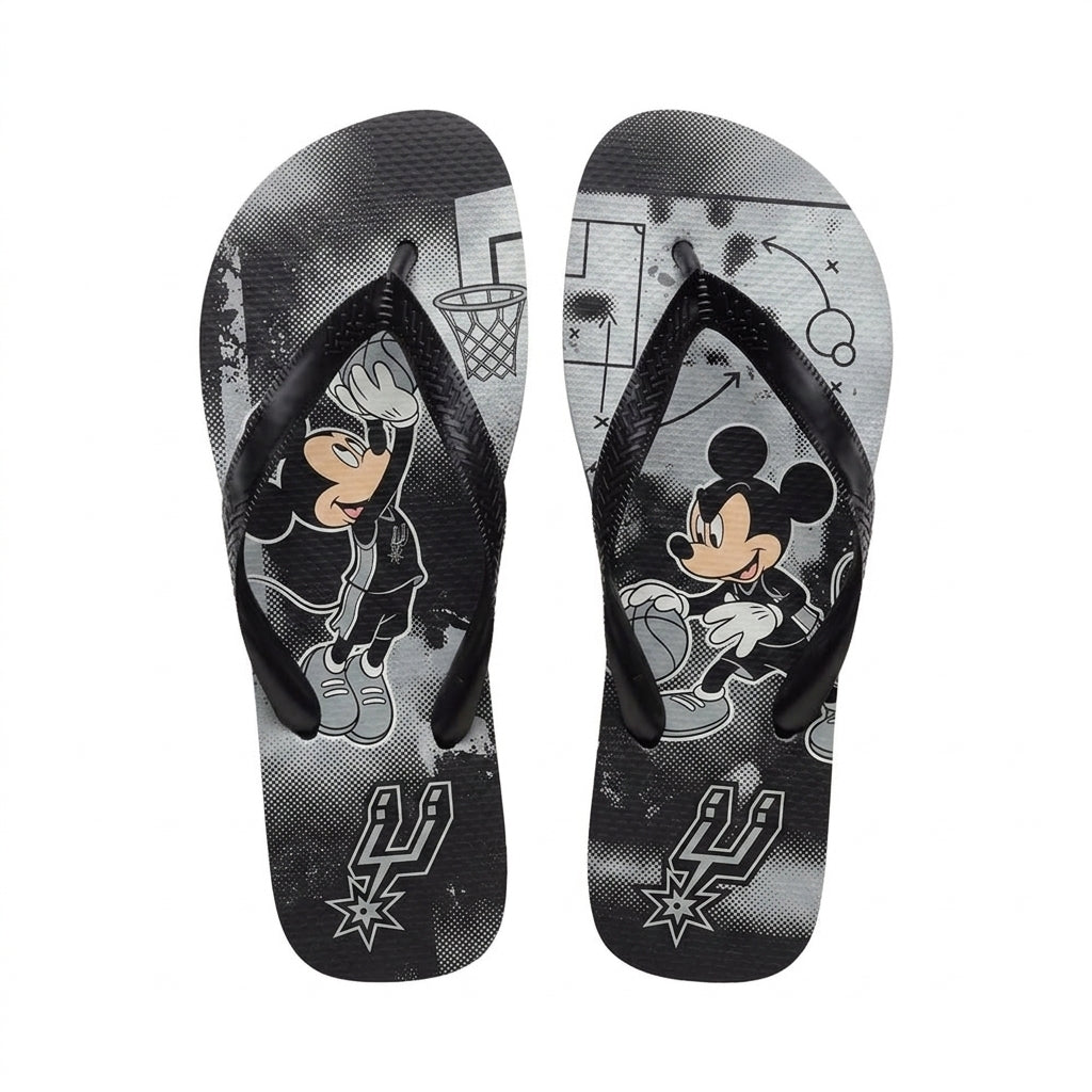 Cartoon Mouse Basketball Flip Flops — Sport Fan Sandals | 30 Teams Available