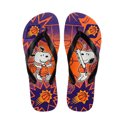 Cartoon Beagle Basketball Flip Flops — Sport Fan Sandals | 30 Teams Available
