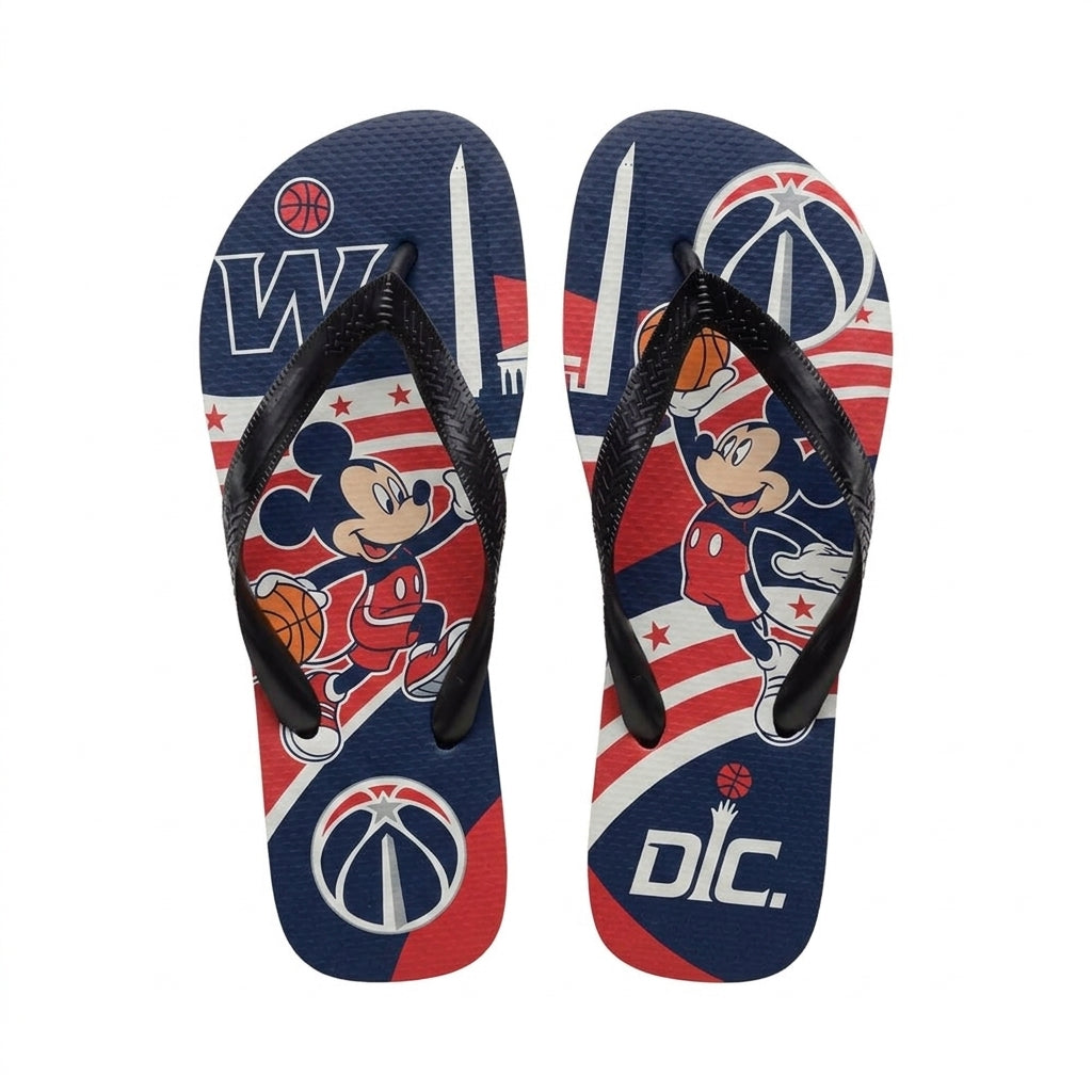 Cartoon Mouse Basketball Flip Flops — Sport Fan Sandals | 30 Teams Available - Custom Fan Apparel Image 15