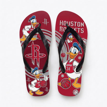 Cartoon Duck Basketball Flip Flops — Sport Fan Sandals | 30 Teams Available